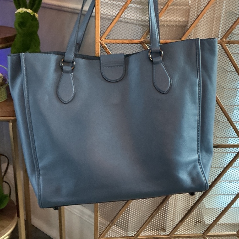 Coach Blue Leather Tote - Picture 2 of 3